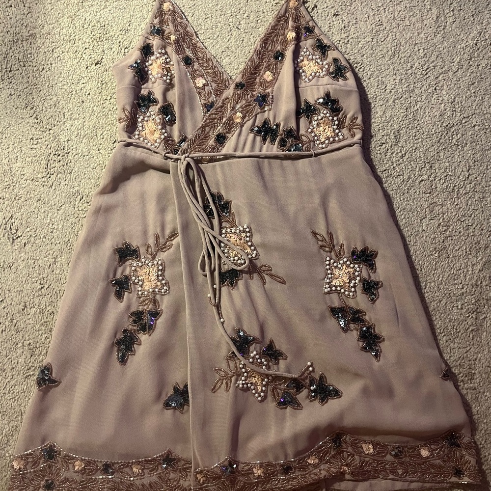 Altar’d State wrap dress with sequin and beading embellishments size XS